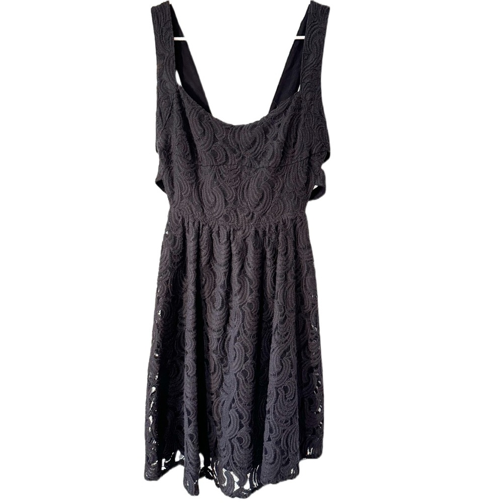 Free People NWT Black Lace V Back Sleeveless Mini Dress Turn Back Time Size 6